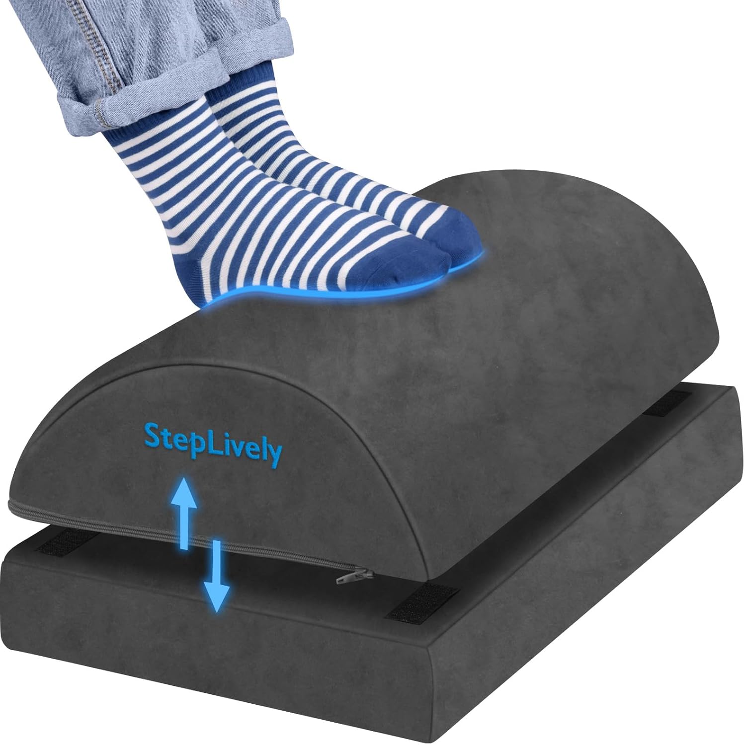 StepLively footrest showing adjustable layers and non-slip base