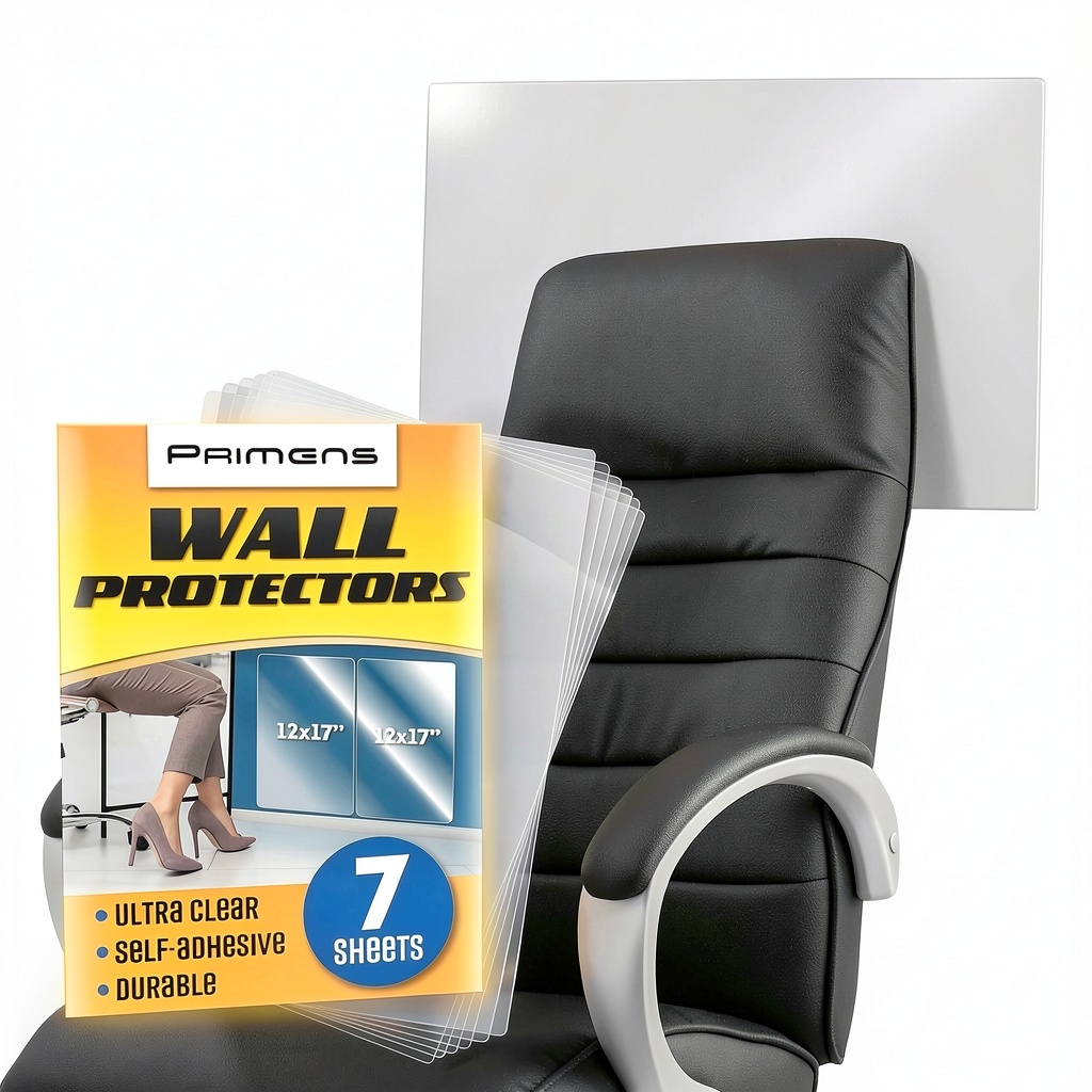 Installing Primens transparent wall protector sheets on a wooden desk