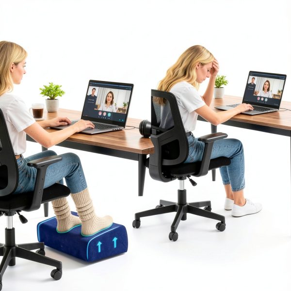Lanblu Ergonomic Office Footrest 3 Height Adjustable Support-4