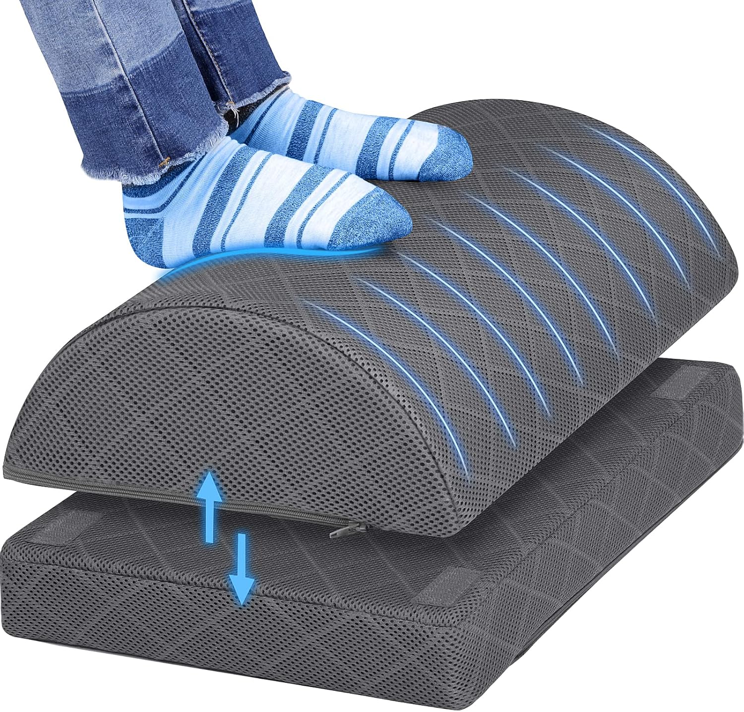 CushZone footrest in a home office setting with adjustable height feature