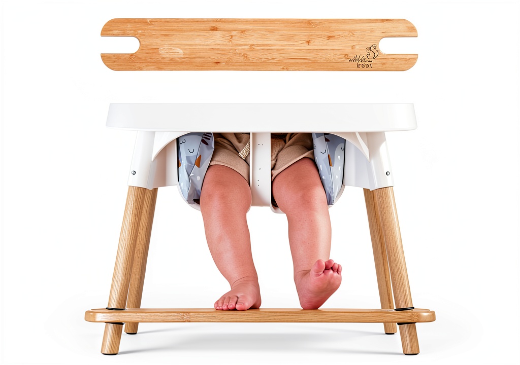 Woodsi Footsi bamboo footrest installed on IKEA Antilop highchair