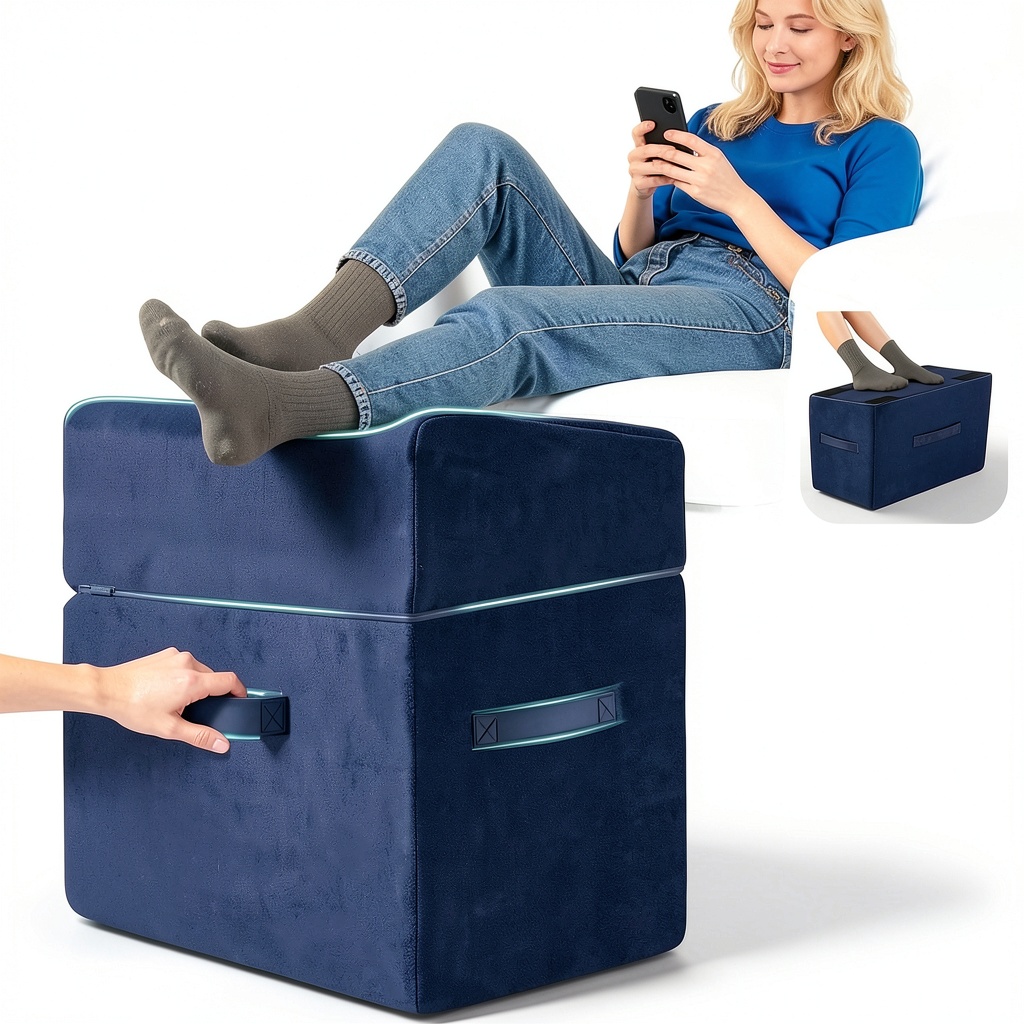 Installing Lanblu Ergonomic Office Footrest 3 Height Adjustable Support on a wooden desk