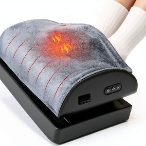 Snailax Ergonomic Heated Foot Rest with Massage for Office-0