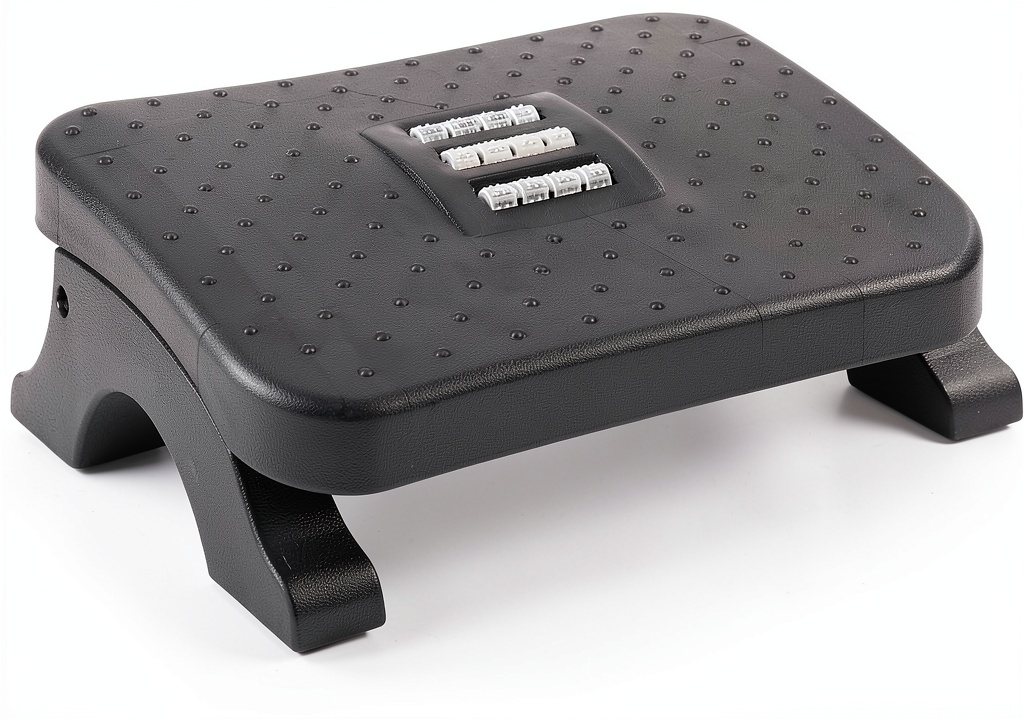 Installing Scalebeard Ergonomic Under Desk Footrest Massage Surface on a wooden desk