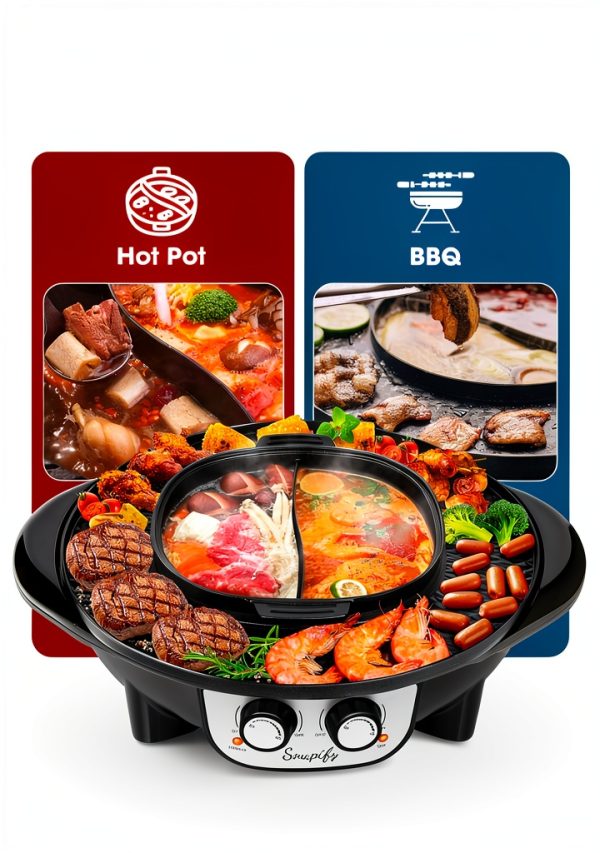 Soupify 2-in-1 Hot Pot & Grill Korean BBQ with Dual Temp Control Black-2