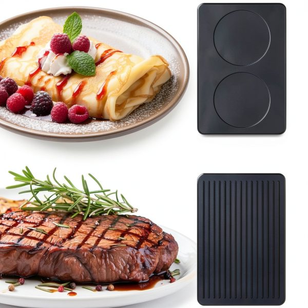 Raclette Grill TONZE 2-in-1 Griddle with 8 Cheese Pans, Smokeless-2