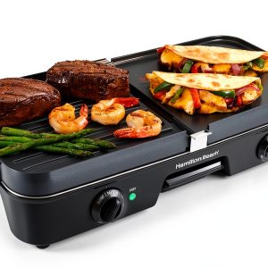 Hamilton Beach 3-in-1 Electric Indoor Grill and Griddle 8-Serv Black-0