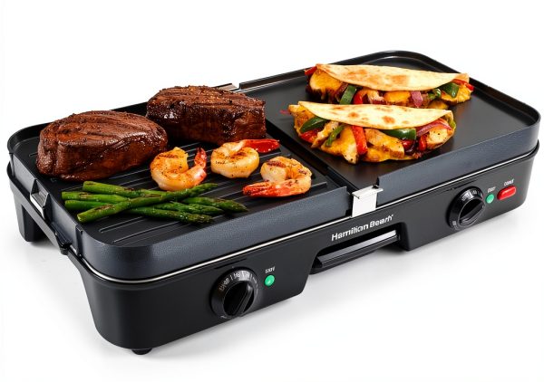 Hamilton Beach 3-in-1 Electric Indoor Grill and Griddle 8-Serv Black-0