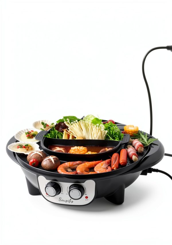 Soupify 2-in-1 Hot Pot & Grill Korean BBQ with Dual Temp Control Black-5