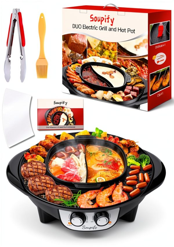 Soupify 2-in-1 Hot Pot & Grill Korean BBQ with Dual Temp Control Black-4