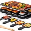 Raclette Grill TONZE 2-in-1 Griddle with 8 Cheese Pans, Smokeless-0