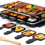 Raclette Grill TONZE 2-in-1 Griddle with 8 Cheese Pans, Smokeless-0