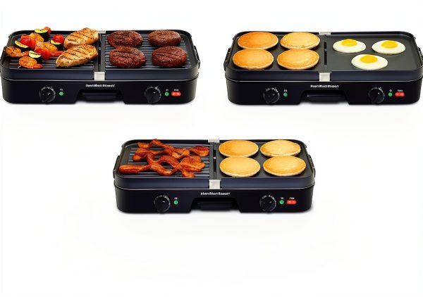 Hamilton Beach 3-in-1 Electric Indoor Grill and Griddle 8-Serv Black-1