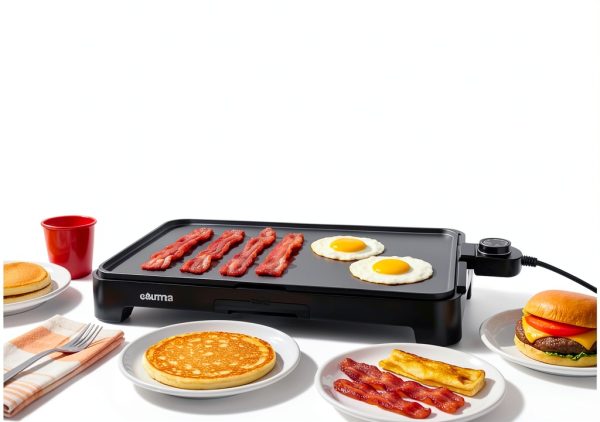 Electric Griddle Gourmia 22in Nonstick Ceramic Cooker Grey-4