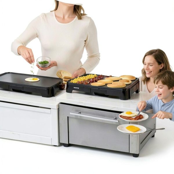 Electric Griddle Gourmia 22in Nonstick Ceramic Cooker Grey-8