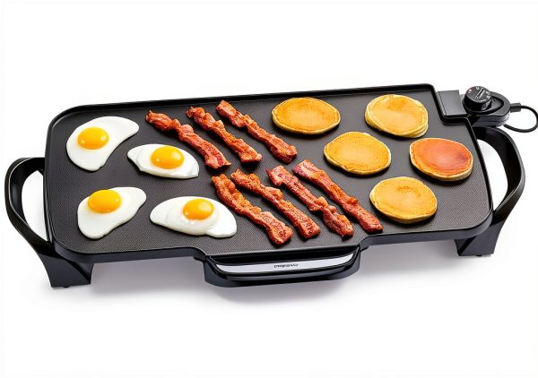 Presto 07061 22-Inch Electric Griddle with Removable Handles - Extra Large, Nonstick Ceramic, PFAS Free, Adjustable Temperature & Cool-Touch Handles, Black-0