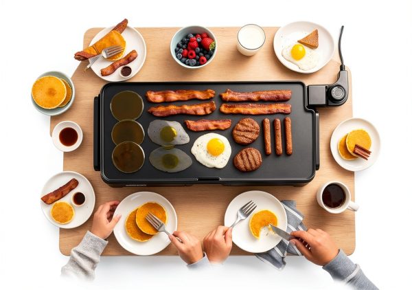 Electric Griddle Gourmia 22in Nonstick Ceramic Cooker Grey-6